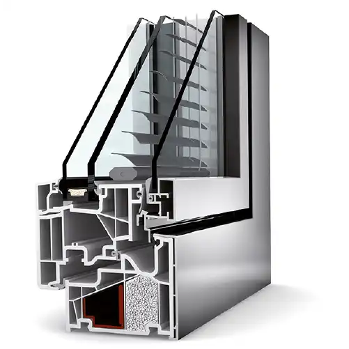 Vue de coupe d'une fenêtre en aluminium